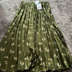 Zara Olive green pleated tiger skirt